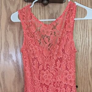 Le Chateau Pink Lace Maxi Dress